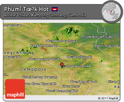Satellite Panoramic Map of Phumĭ Tœ̆k Hot