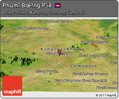 Satellite Panoramic Map of Phumĭ Bœ̆ng P'iĕ