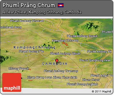 Satellite Panoramic Map of Phumĭ Prăng Chrum