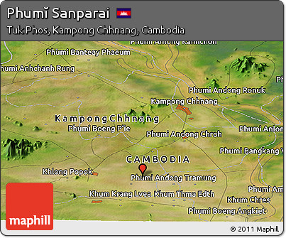 Satellite Panoramic Map of Phumĭ Sanparai