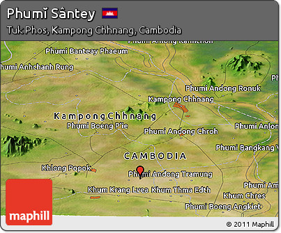 Satellite Panoramic Map of Phumĭ Sântey