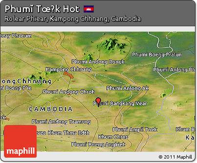 Satellite Panoramic Map of Phumĭ Tœ̆k Hot