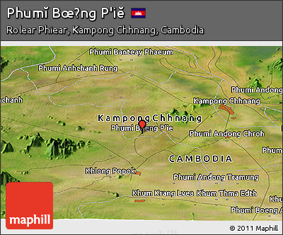Satellite Panoramic Map of Phumĭ Bœ̆ng P'iĕ