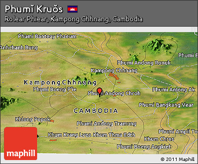 Satellite Panoramic Map of Phumĭ Kruŏs