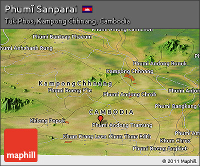 Satellite Panoramic Map of Phumĭ Sanparai