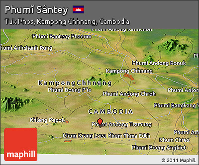 Satellite Panoramic Map of Phumĭ Sântey