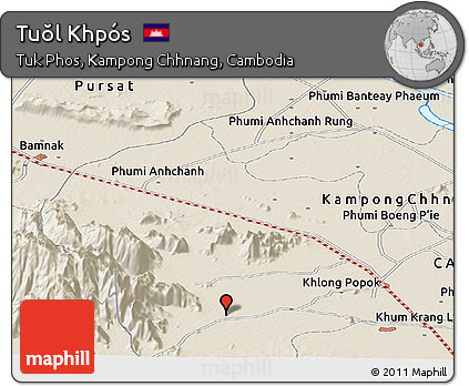 Shaded Relief Panoramic Map of Tuŏl Khpós