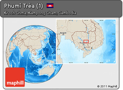 Shaded Relief Location Map of Phumĭ Tréa (1)