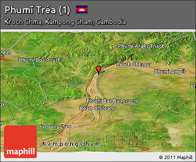 Satellite Panoramic Map of Phumĭ Tréa (1)