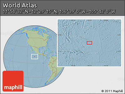 Savanna Style Location Map of the Area around 12° 11' 54" N, 106° 10' 30" W, hill shading