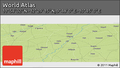 Physical Panoramic Map of the Area around 12° 11' 54" N, 10° 16' 30" E