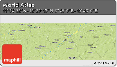 Physical Panoramic Map of the Area around 12° 11' 54" N, 10° 16' 30" E