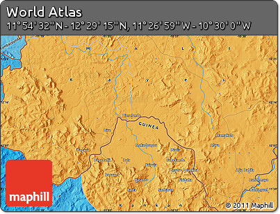 Political Map of the Area around 12° 11' 54" N, 10° 58' 29" W