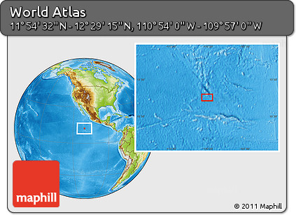 Physical Location Map of the Area around 12° 11' 54" N, 110° 25' 30" W