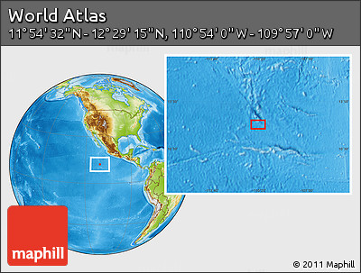 Physical Location Map of the Area around 12° 11' 54" N, 110° 25' 30" W