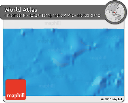 Physical 3D Map of the Area around 12° 11' 54" N, 113° 7' 30" E