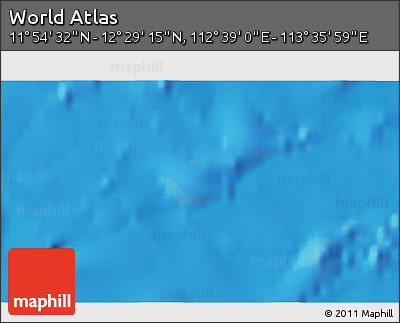 Physical 3D Map of the Area around 12° 11' 54" N, 113° 7' 30" E