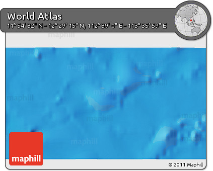 Shaded Relief 3D Map of the Area around 12° 11' 54" N, 113° 7' 30" E