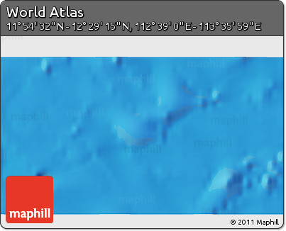 Shaded Relief 3D Map of the Area around 12° 11' 54" N, 113° 7' 30" E
