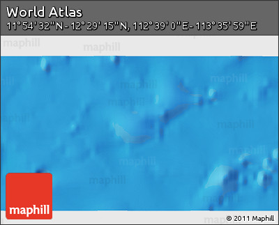 Shaded Relief 3D Map of the Area around 12° 11' 54" N, 113° 7' 30" E
