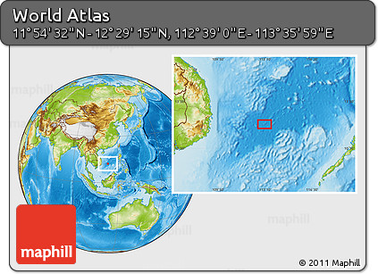 Physical Location Map of the Area around 12° 11' 54" N, 113° 7' 30" E