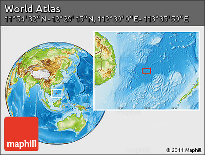 Physical Location Map of the Area around 12° 11' 54" N, 113° 7' 30" E