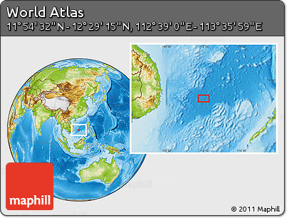 Physical Location Map of the Area around 12° 11' 54" N, 113° 7' 30" E