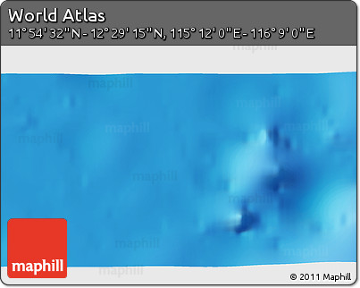 Physical 3D Map of the Area around 12° 11' 54" N, 115° 40' 30" E