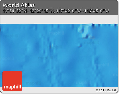 Shaded Relief 3D Map of the Area around 12° 11' 54" N, 117° 13' 29" W