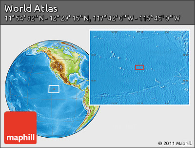 Physical Location Map of the Area around 12° 11' 54" N, 117° 13' 29" W