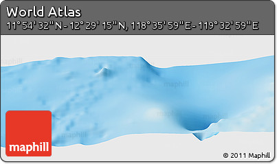 Physical Panoramic Map of the Area around 12° 11' 54" N, 119° 4' 29" E