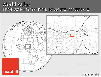 Blank Location Map of the Area around 12° 11' 54" N, 11° 7' 30" E