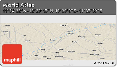 Shaded Relief Panoramic Map of the Area around 12° 11' 54" N, 11° 7' 30" E