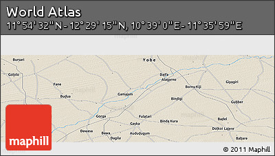 Shaded Relief Panoramic Map of the Area around 12° 11' 54" N, 11° 7' 30" E
