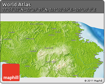 Physical 3D Map of the Area around 12° 11' 54" N, 125° 1' 30" E