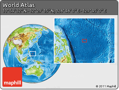 Physical Location Map of the Area around 12° 11' 54" N, 129° 16' 30" E