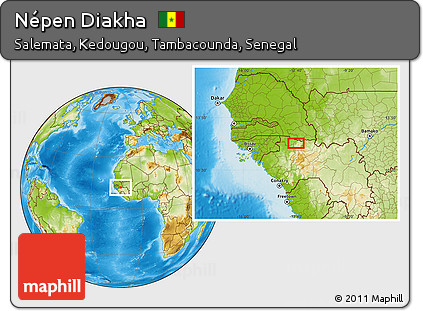 Physical Location Map of Népen Diakha