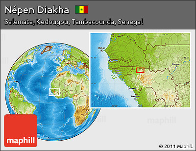 Physical Location Map of Népen Diakha