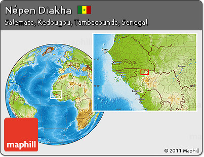 Physical Location Map of Népen Diakha