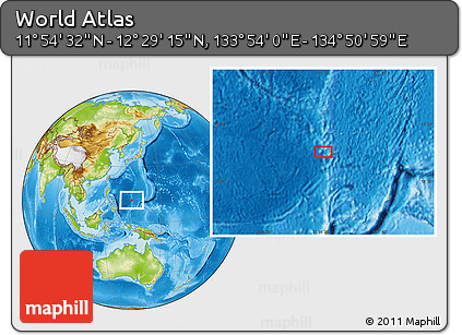 Physical Location Map of the Area around 12° 11' 54" N, 134° 22' 30" E