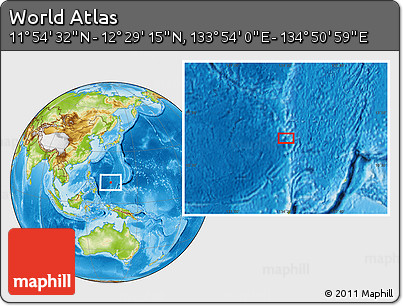 Physical Location Map of the Area around 12° 11' 54" N, 134° 22' 30" E