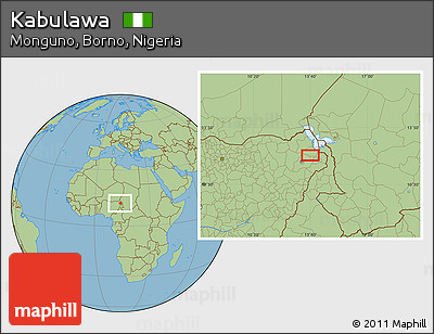 Savanna Style Location Map of Kabulawa