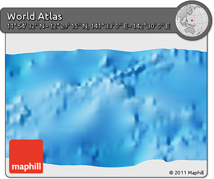 Physical 3D Map of the Area around 12° 11' 54" N, 142° 1' 30" E