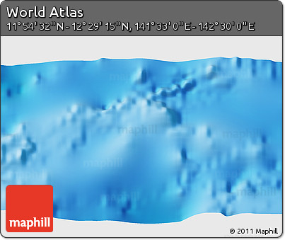 Physical 3D Map of the Area around 12° 11' 54" N, 142° 1' 30" E