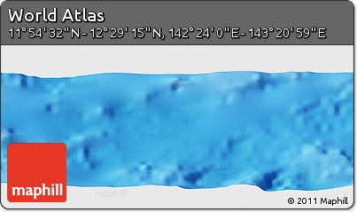 Physical Panoramic Map of the Area around 12° 11' 54" N, 142° 52' 30" E