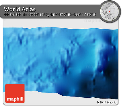 Physical 3D Map of the Area around 12° 11' 54" N, 143° 43' 29" E
