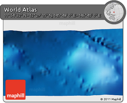 Physical 3D Map of the Area around 12° 11' 54" N, 146° 16' 30" E