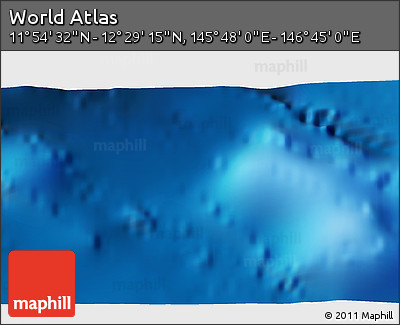 Physical 3D Map of the Area around 12° 11' 54" N, 146° 16' 30" E