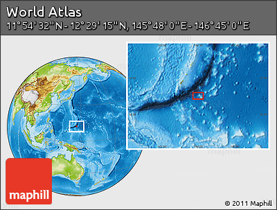 Physical Location Map of the Area around 12° 11' 54" N, 146° 16' 30" E