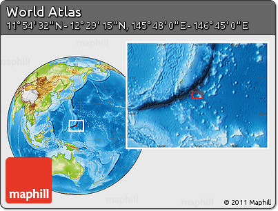 Physical Location Map of the Area around 12° 11' 54" N, 146° 16' 30" E